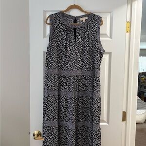 MICHAEL Michael Kors Black and White Sleeveless Tiered Midi Dress